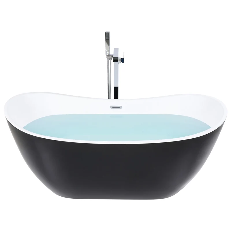 Bagno Nero con argento sanitario acrilico singolo 160 x 76 cm autoportante moderno