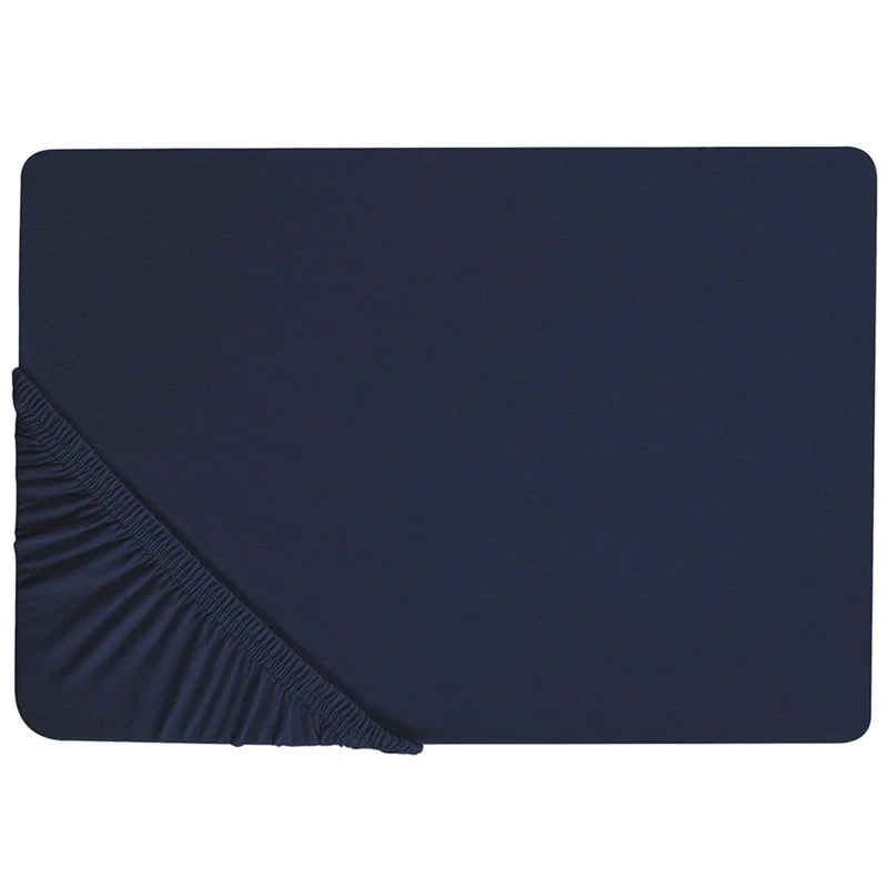 Lenzuolo con angoli cotone blu marino 180 x 200 cm coprimaterasso elasticizzato modello classico a tinta unita camera da letto classica