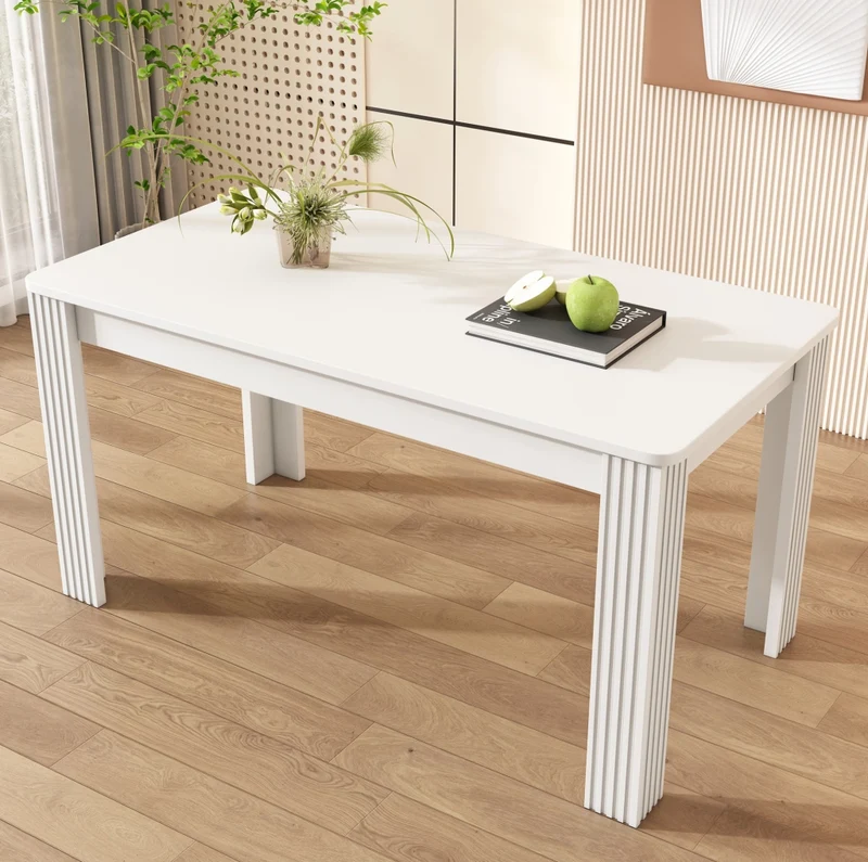 Tavolo da pranzo moderno bianco in truciolare; portata 130 kg
