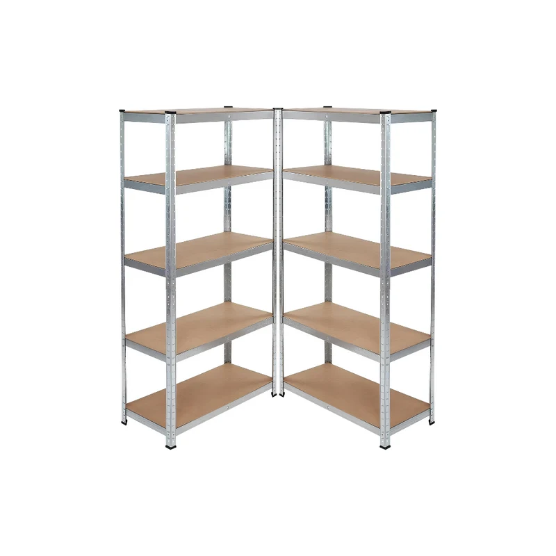 KIT 2 Scaffali 5 Ripiani PRO ULTRA Resistente In Metallo Zincato MDF 90x40x180 PORTATA 1375Kg (275Kg a ripiano)