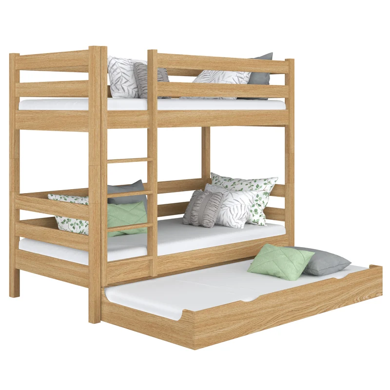 Letto a castello in rovere con cassetto per materasso N01 rovere naturale
