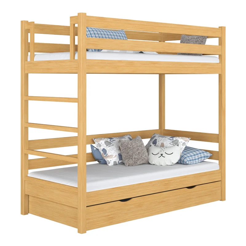 Letto a castello in legno con cassetto N03 pino naturale