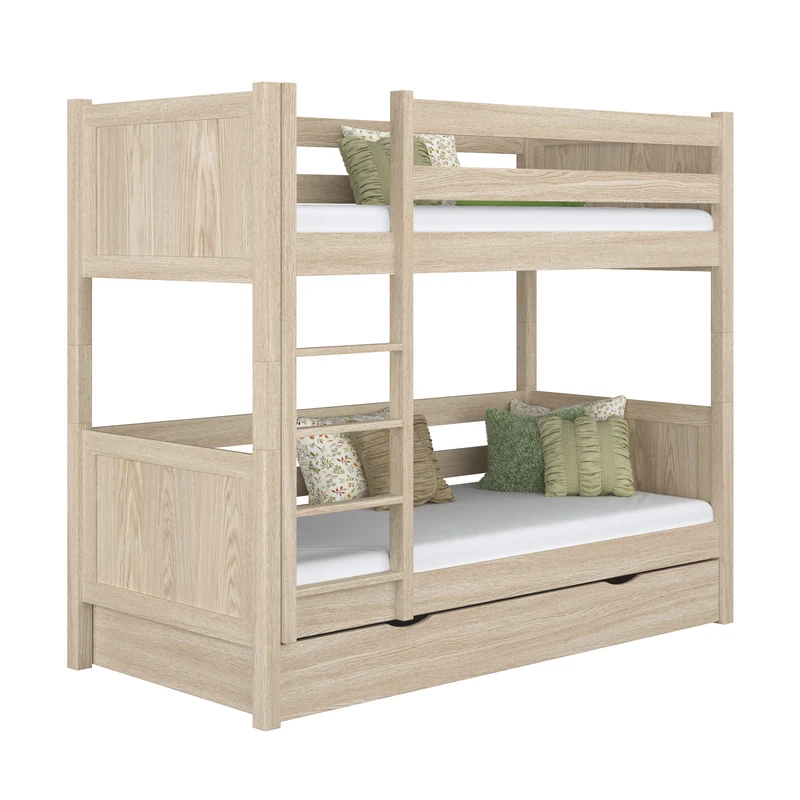 Letto a castello in rovere con cassetto N02 rovere sbiancato