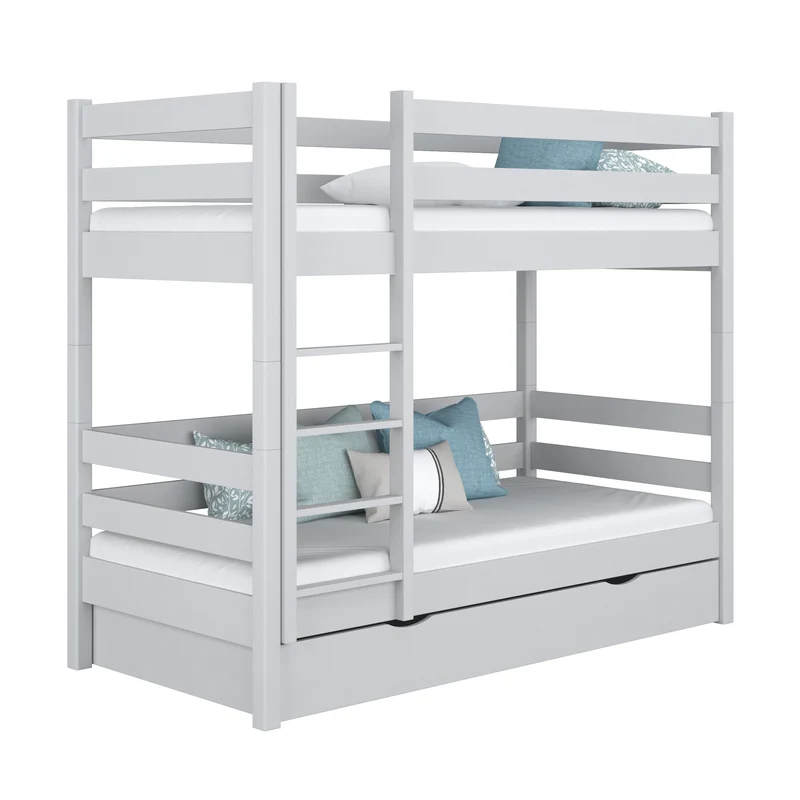 Letto a castello in legno con cassetto N01 grigio cenere