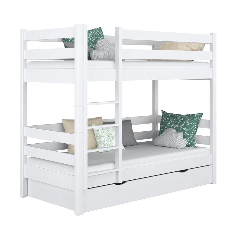 Letto a castello in legno con cassetto N01 bianco
