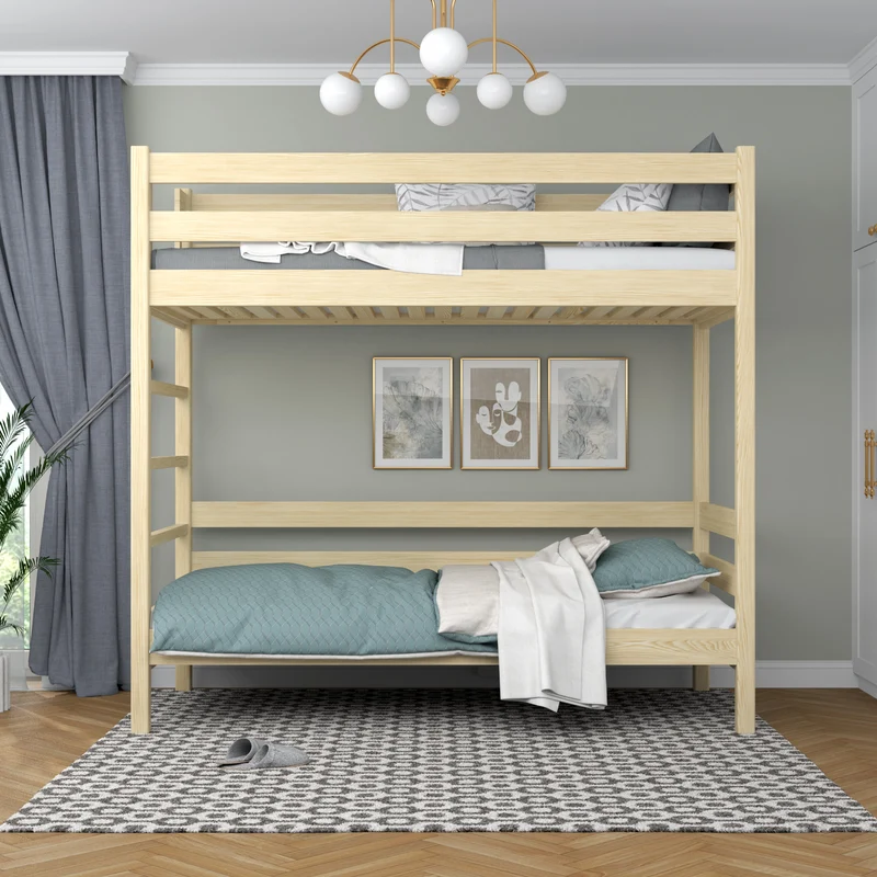 Letto a castello in legno N03 pino trasparente