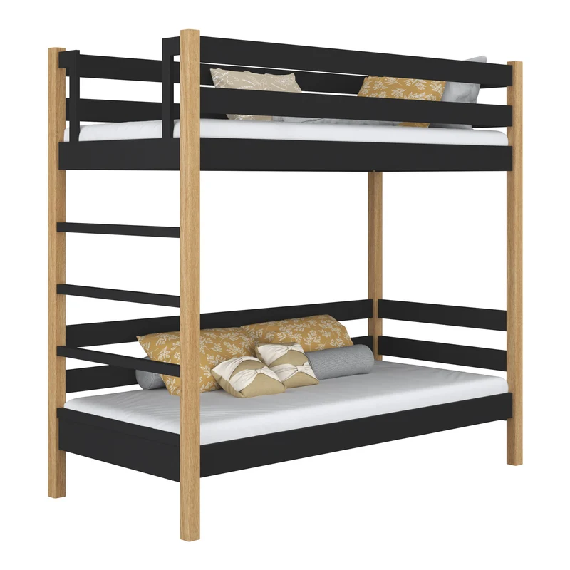 Letto a castello in legno N03 nero / rovere
