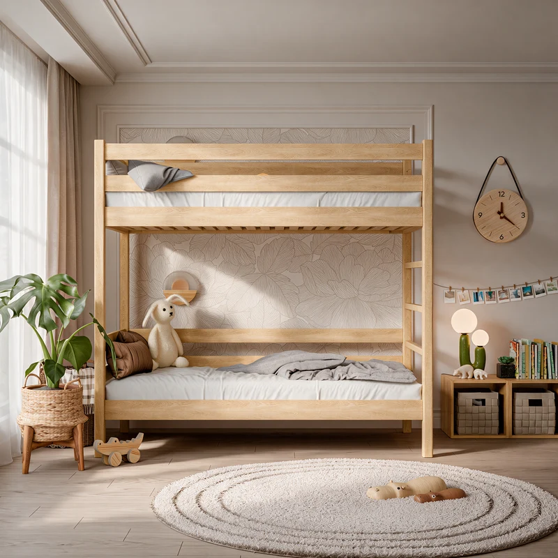 Letto a castello in rovere N03 rovere naturale