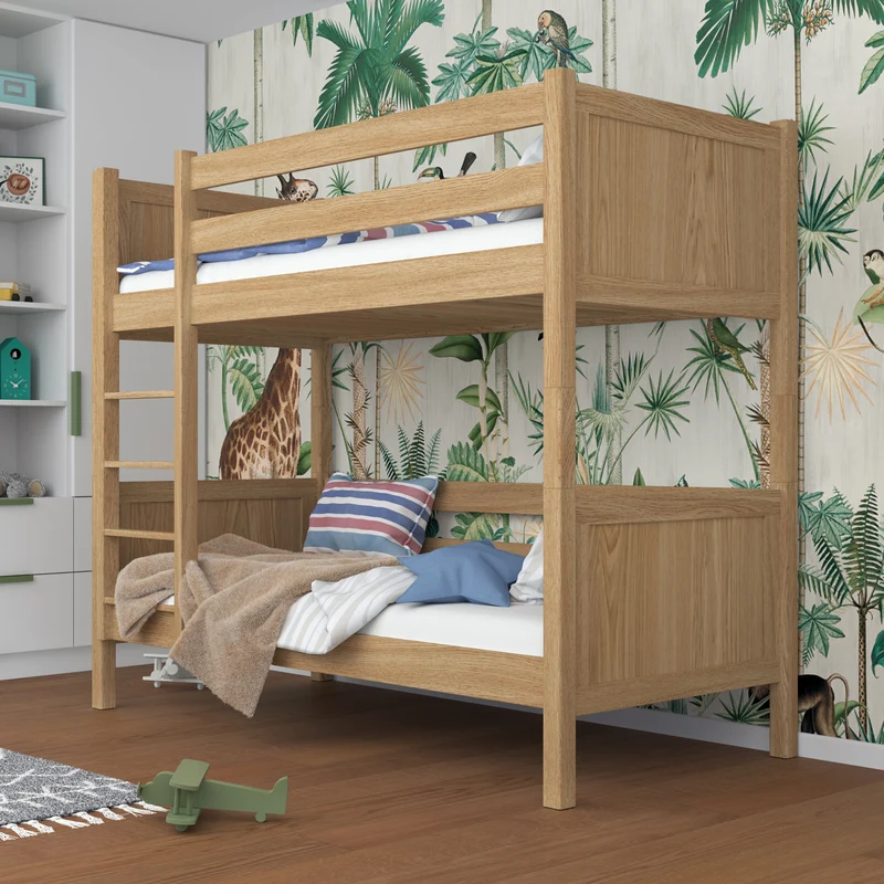 Letto a castello in rovere N02 rovere naturale