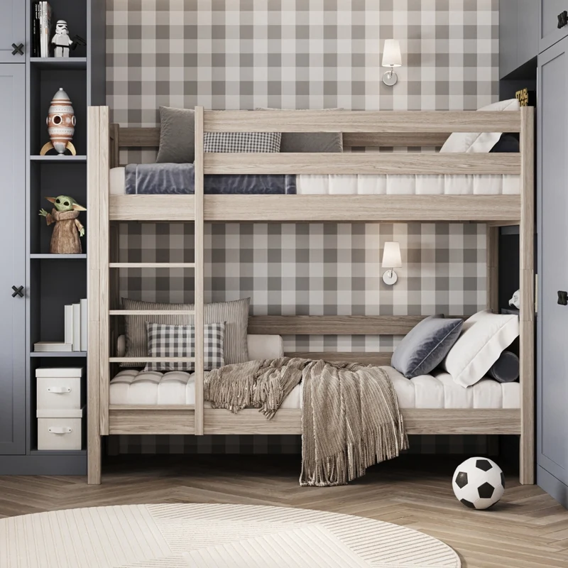 Letto a castello in rovere N02 rovere sbiancato