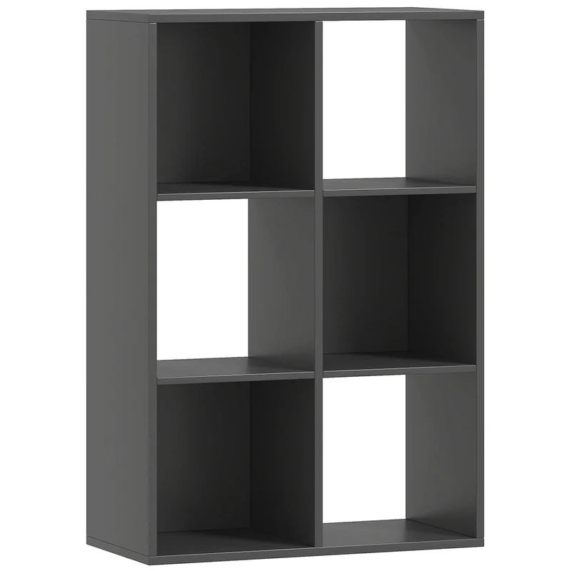 Libreria a Cubi con 6 Ripiani Portaoggetti, in Legno, 61.5x29.5x91.5 cm, Nero