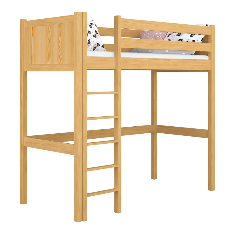 Letto a soppalco in legno N06 pino naturale