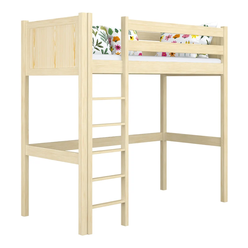 Letto a soppalco in legno N06 pino trasparente