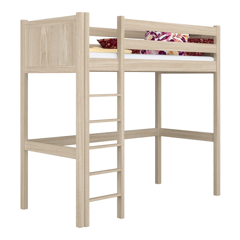 Letto a soppalco in rovere N06 rovere sbiancato
