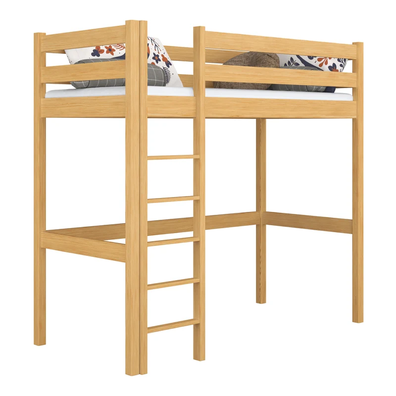 Letto a soppalco in legno N05 pino naturale