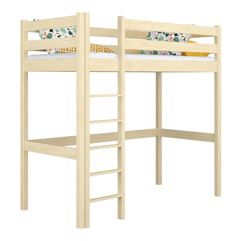 Letto a soppalco in legno N05 pino trasparente