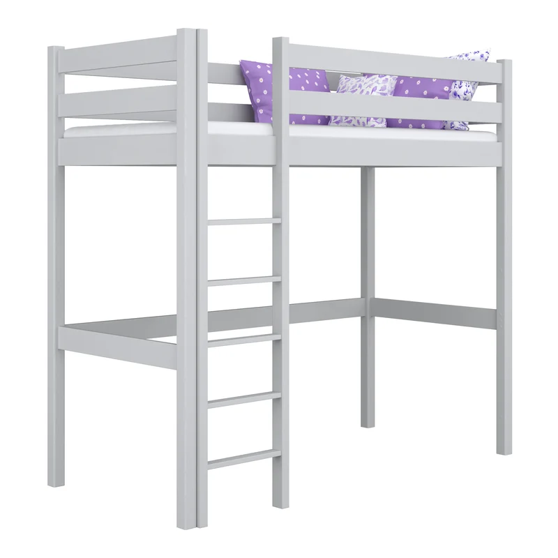 Letto a soppalco in legno N05 grigio cenere