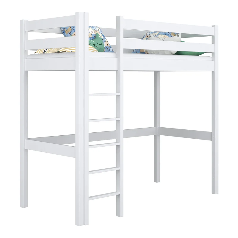 Letto a soppalco in legno N05 bianco