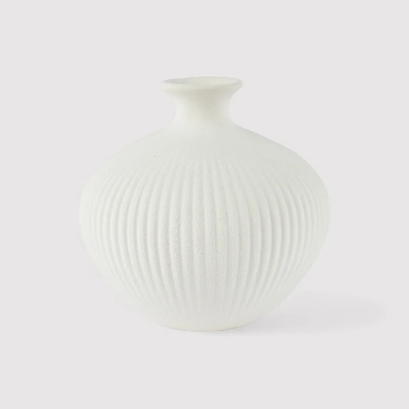 Cempaka - Vaso decorativo a forma di giara in gres bianco