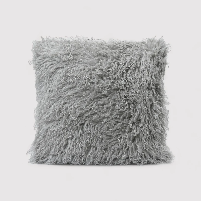 Ormosia - Cuscino quadrato grigio in poliestere effetto mongolian