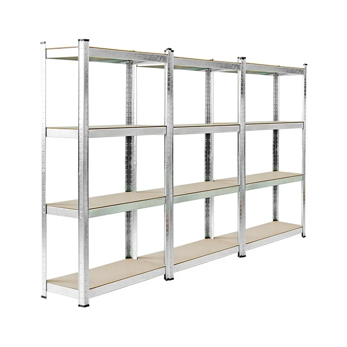 KIT 3 Scaffali in MDF Zincato 4 Ripiani: 75x30x150cm Portata 400KG
