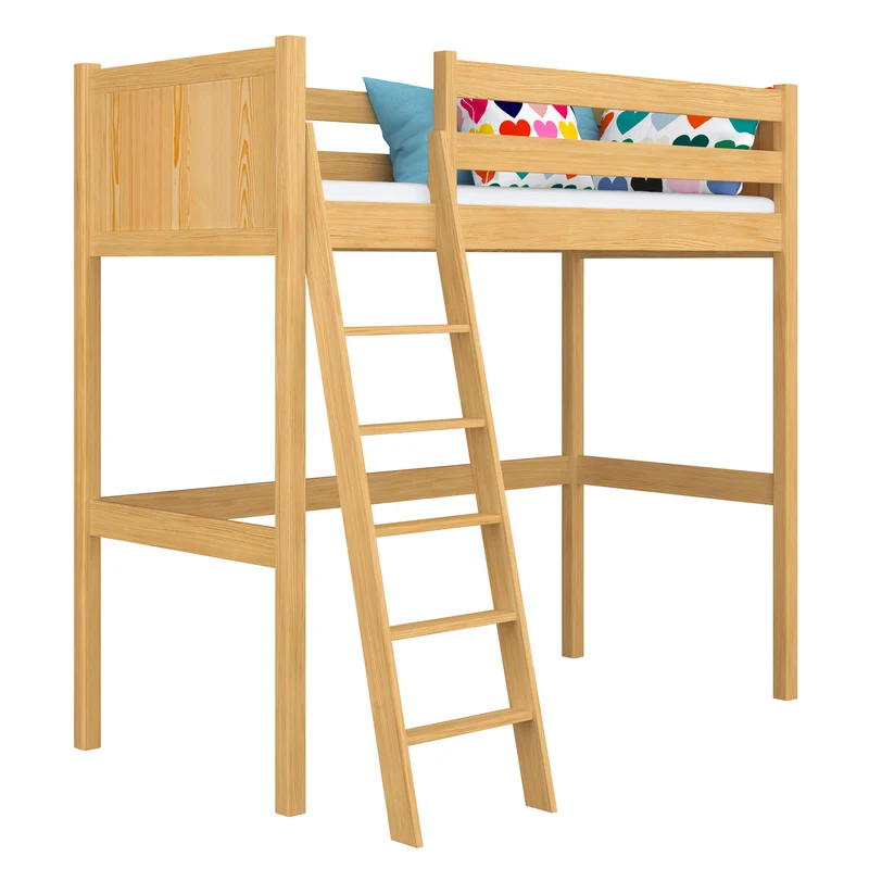 Letto a soppalco in legno N04 pino naturale