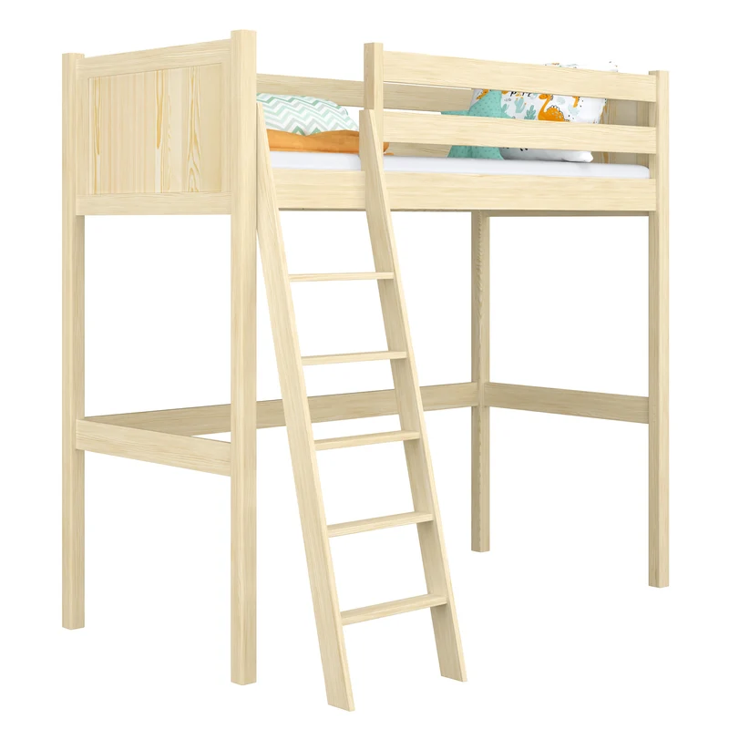 Letto a soppalco in legno N04 pino trasparente