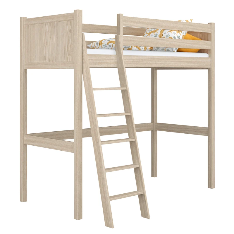 Letto a soppalco in rovere N04 rovere sbiancato