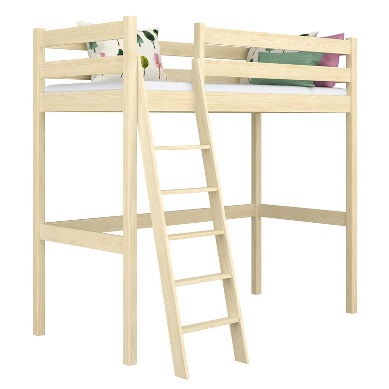 Letto a soppalco in legno N03 pino trasparente