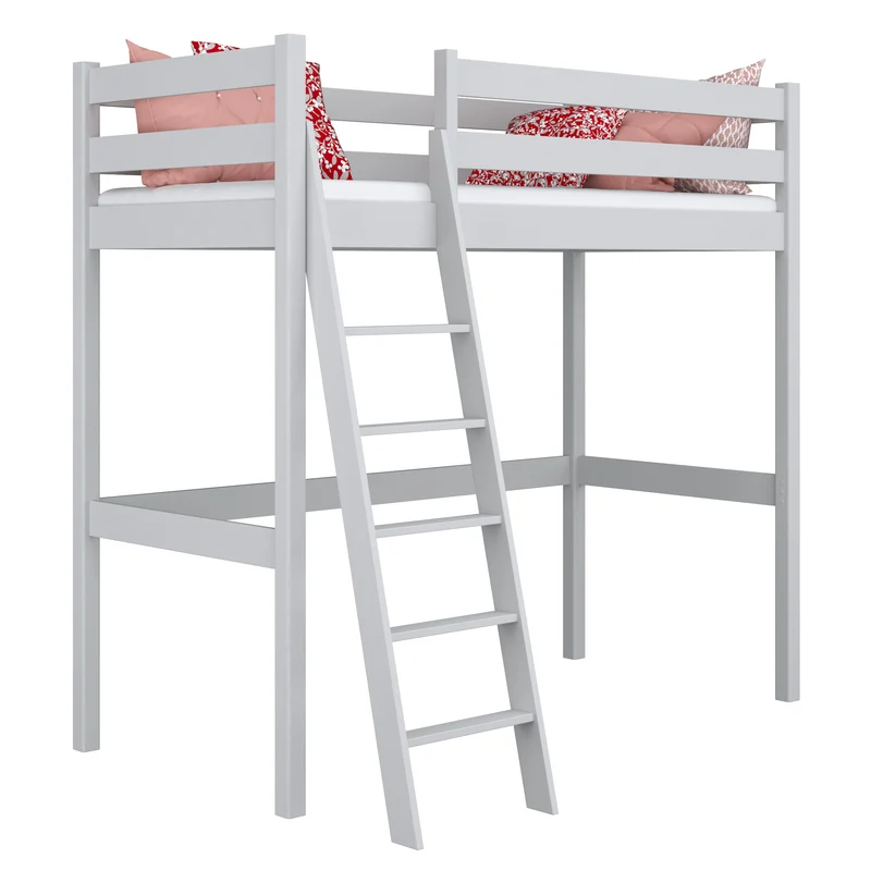 Letto a soppalco in legno N03 grigio cenere