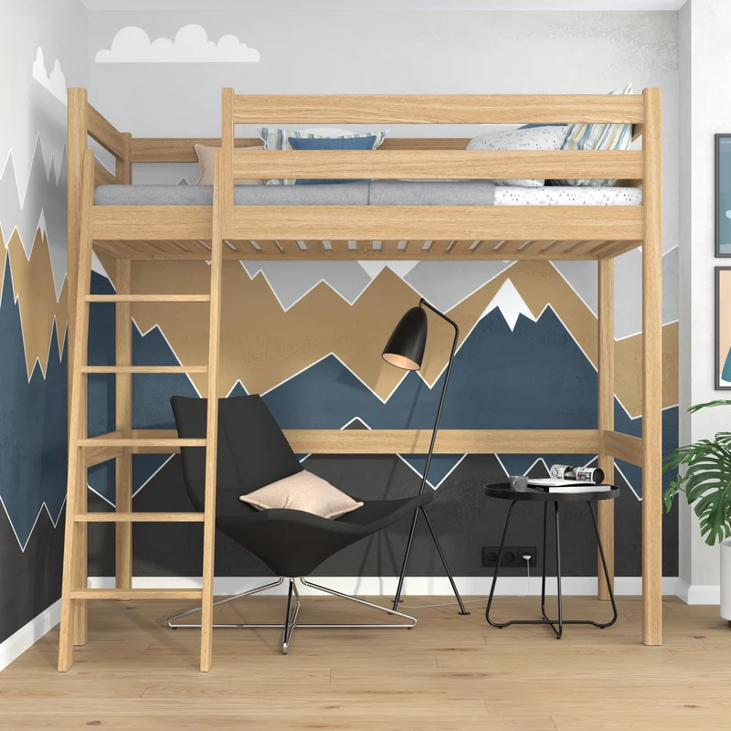 Letto a soppalco in rovere N03 rovere naturale
