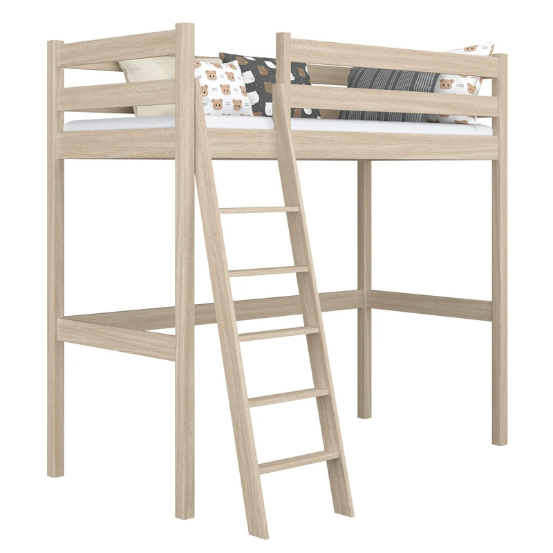 Letto a soppalco in rovere N03 rovere sbiancato