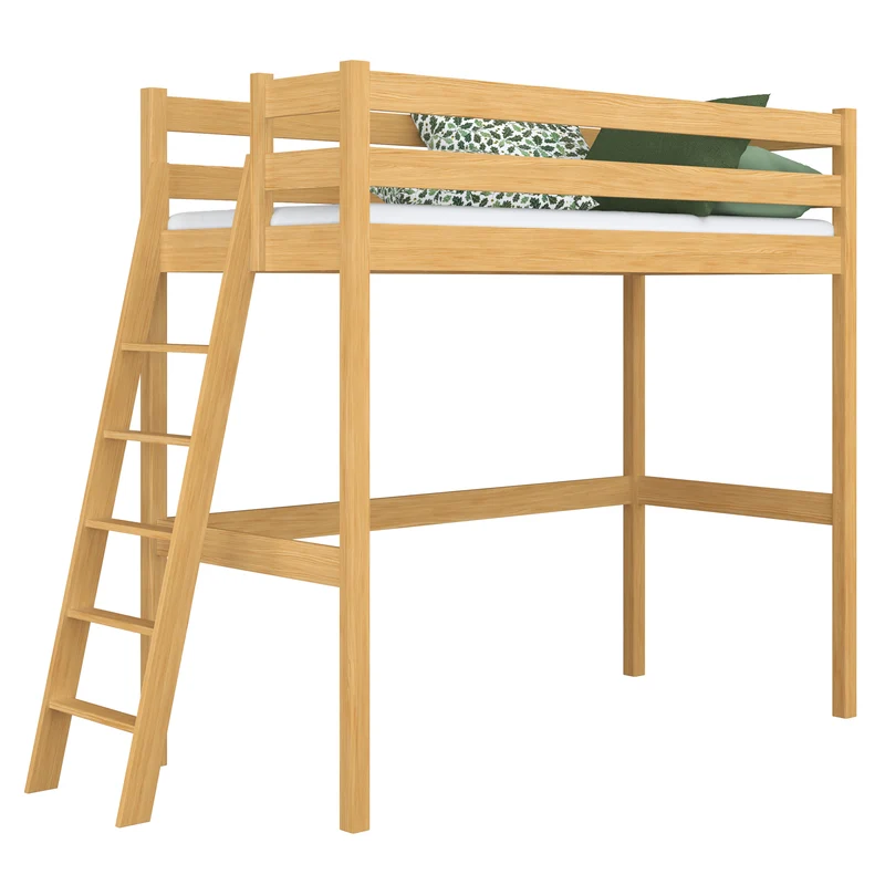 Letto a soppalco in legno N02 pino naturale