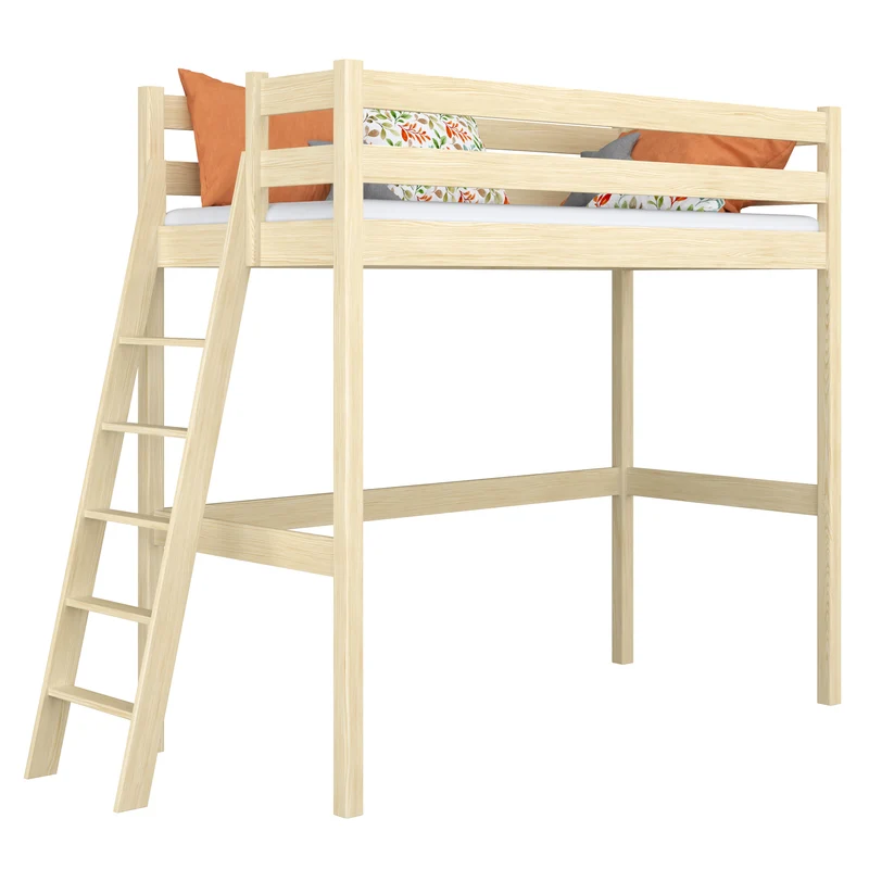 Letto a soppalco in legno N02 pino trasparente