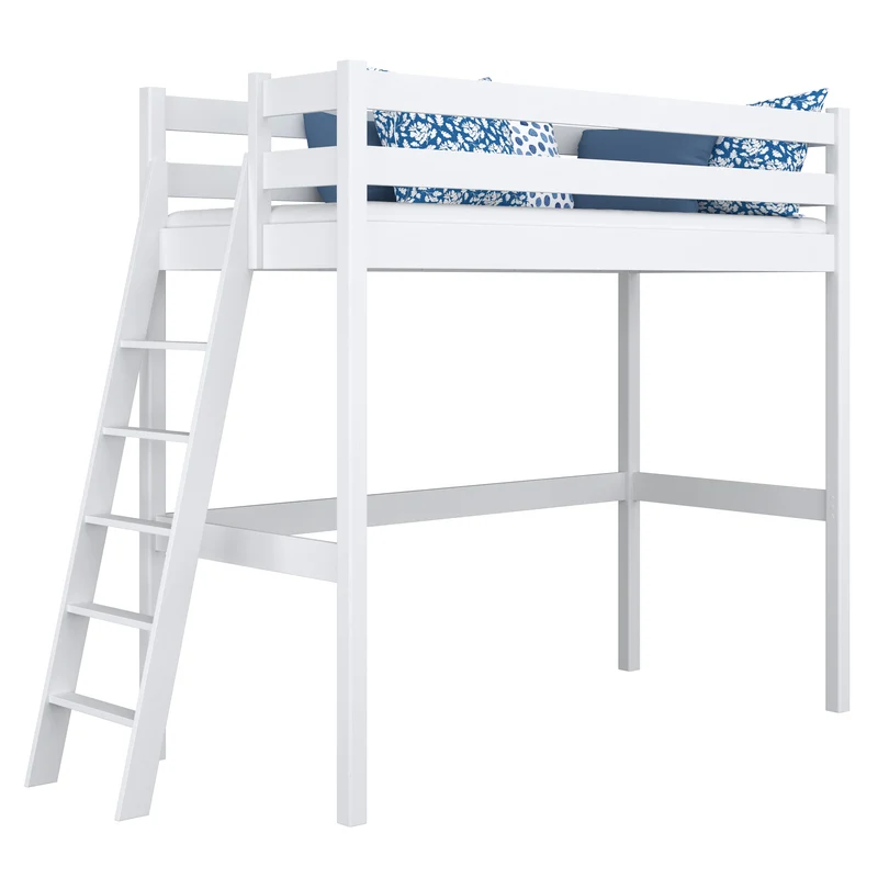 Letto a soppalco in legno N02 bianco