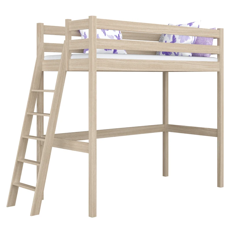 Letto a soppalco in rovere N02 rovere sbiancato