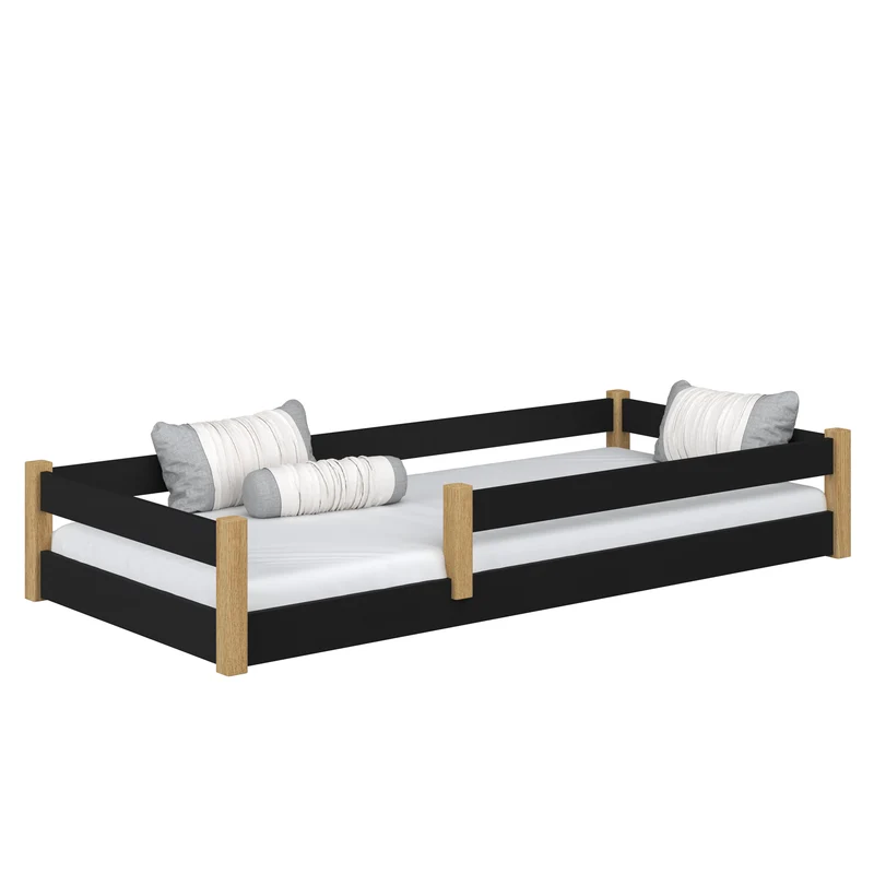 Letto basso in legno N02 nero / rovere