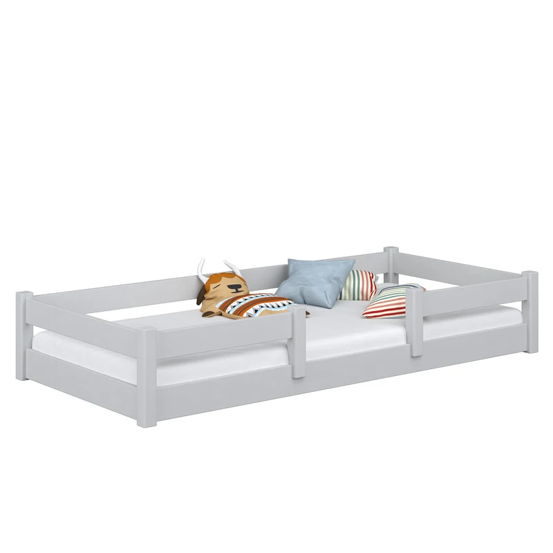 Letto basso in legno N01 grigio cenere