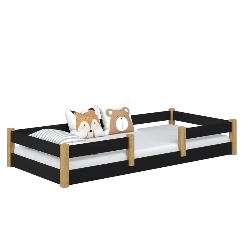 Letto basso in legno N01 nero / rovere