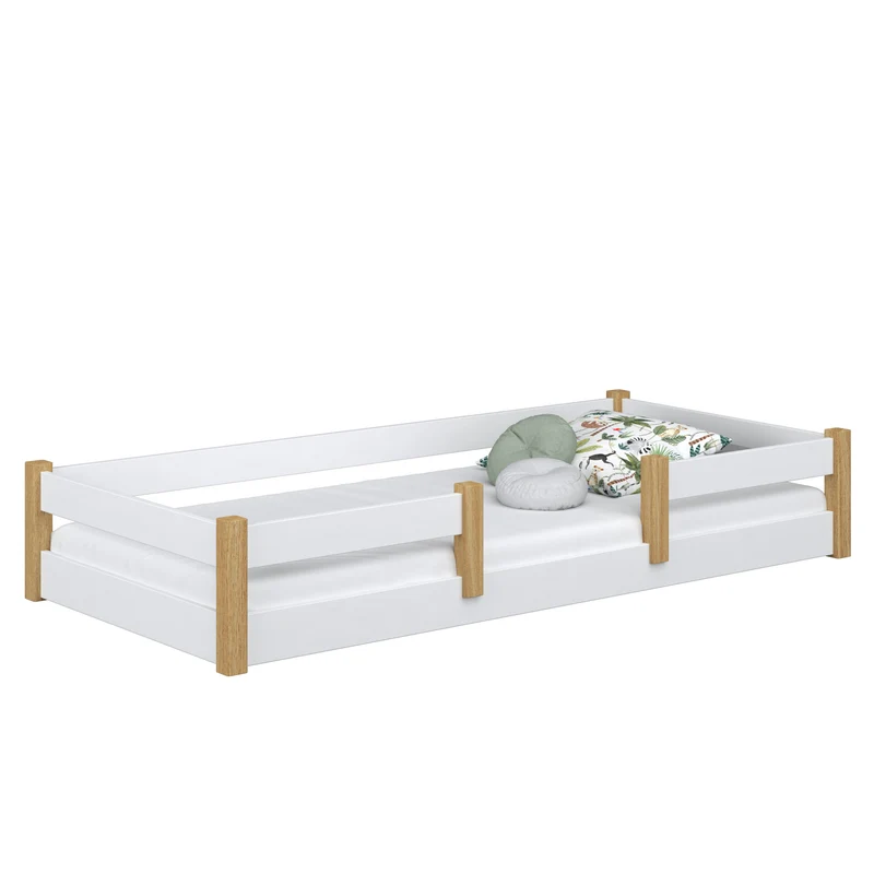 Letto basso in legno N01 bianco / rovere
