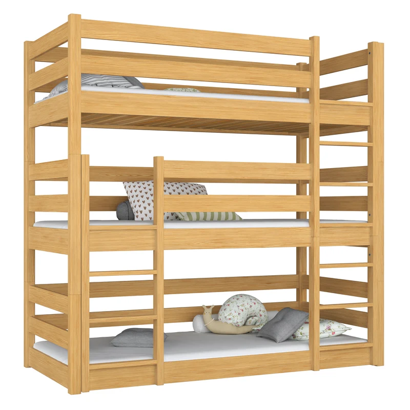 Letto a castello triplo in legno N01 pino naturale
