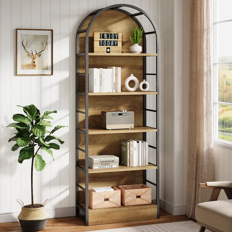 Tribesigns Libreria autoportante, scaffali ad arco alta 180 cm per soggiorno
