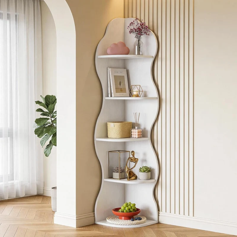 Tribesigns Libreria angolare de 175 cm, scaffale per piante a 5 ripiani per soggiorno