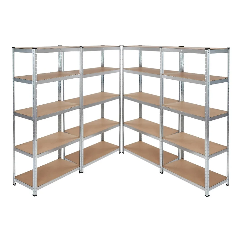 KIT 4 Scaffale in MDF Zincato 5 ripiani: 90x40x180Cm portata 875Kg (175Kg ripiano)