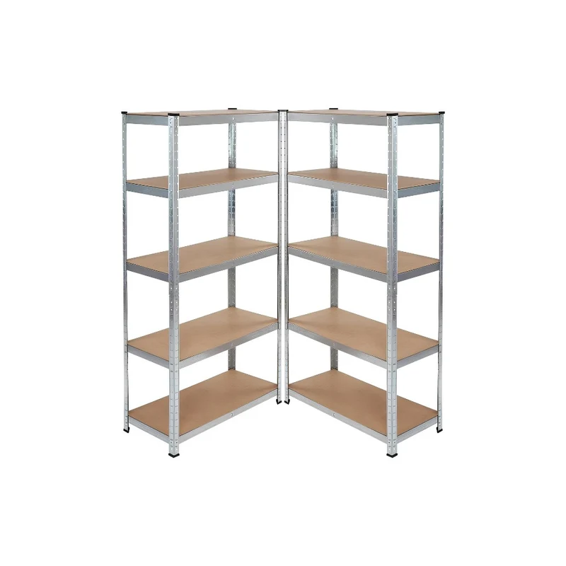 KIT 2 Scaffale in MDF Zincato 5 ripiani: 90x40x180Cm portata 875Kg 175Kg ripiano