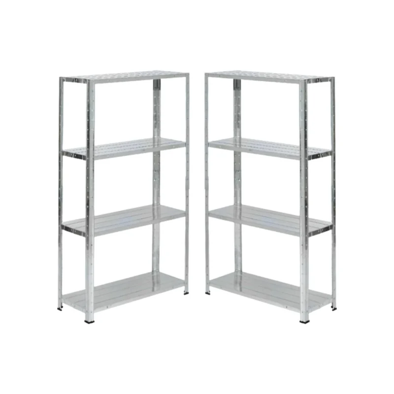 KIT 2 Scaffali in Metallo 4 Ripiani: 70X26X127cm - Portata totale 120kg (30KG a Ripiano)