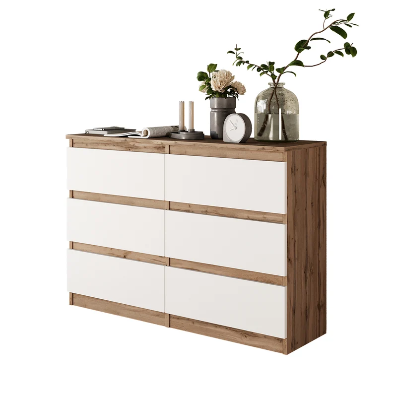 GABRIEL - Cassettiera a 6 cassetti - Credenza per camera da letto - Rovere di Wotan / Bianco Opaco
