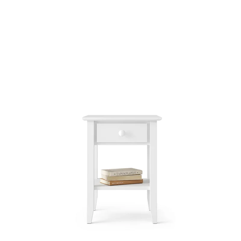 Comodino in legno 1S N01 Scandi bianco
