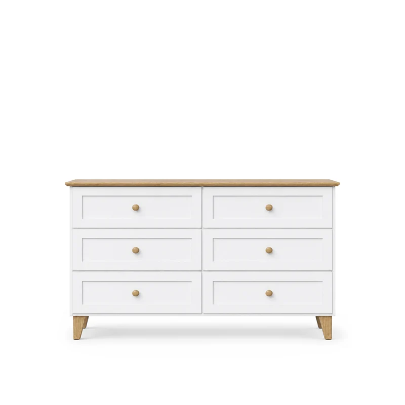 Cassettiera in legno 6S 154 Scandi bianco / rovere naturale