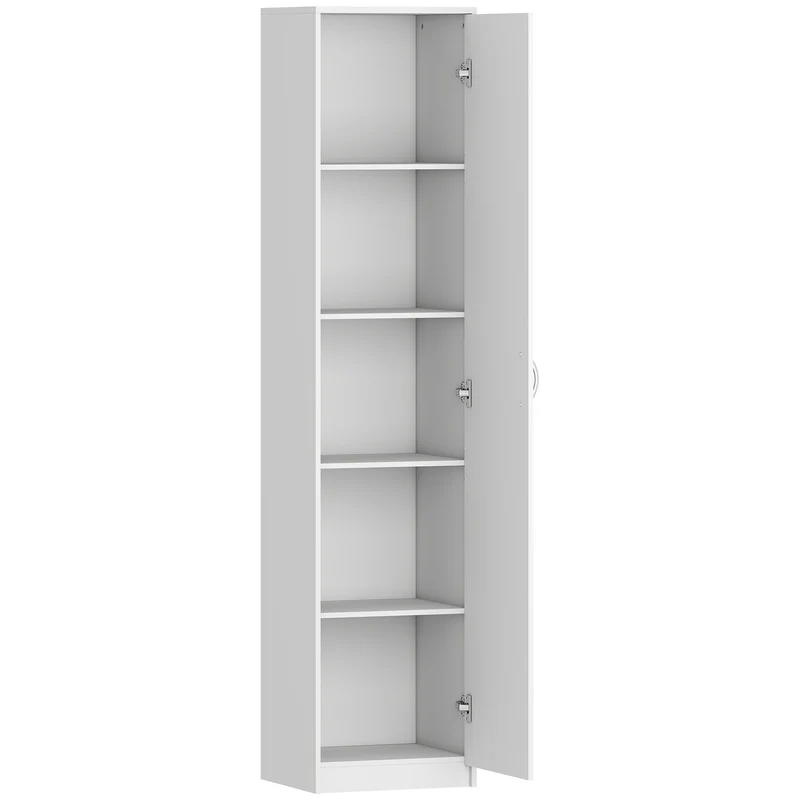 Armadio da Cucina Slim a 5 Ripiani con Spazio Interno Regolabile, in Legno, 40x35x180 cm, Bianco